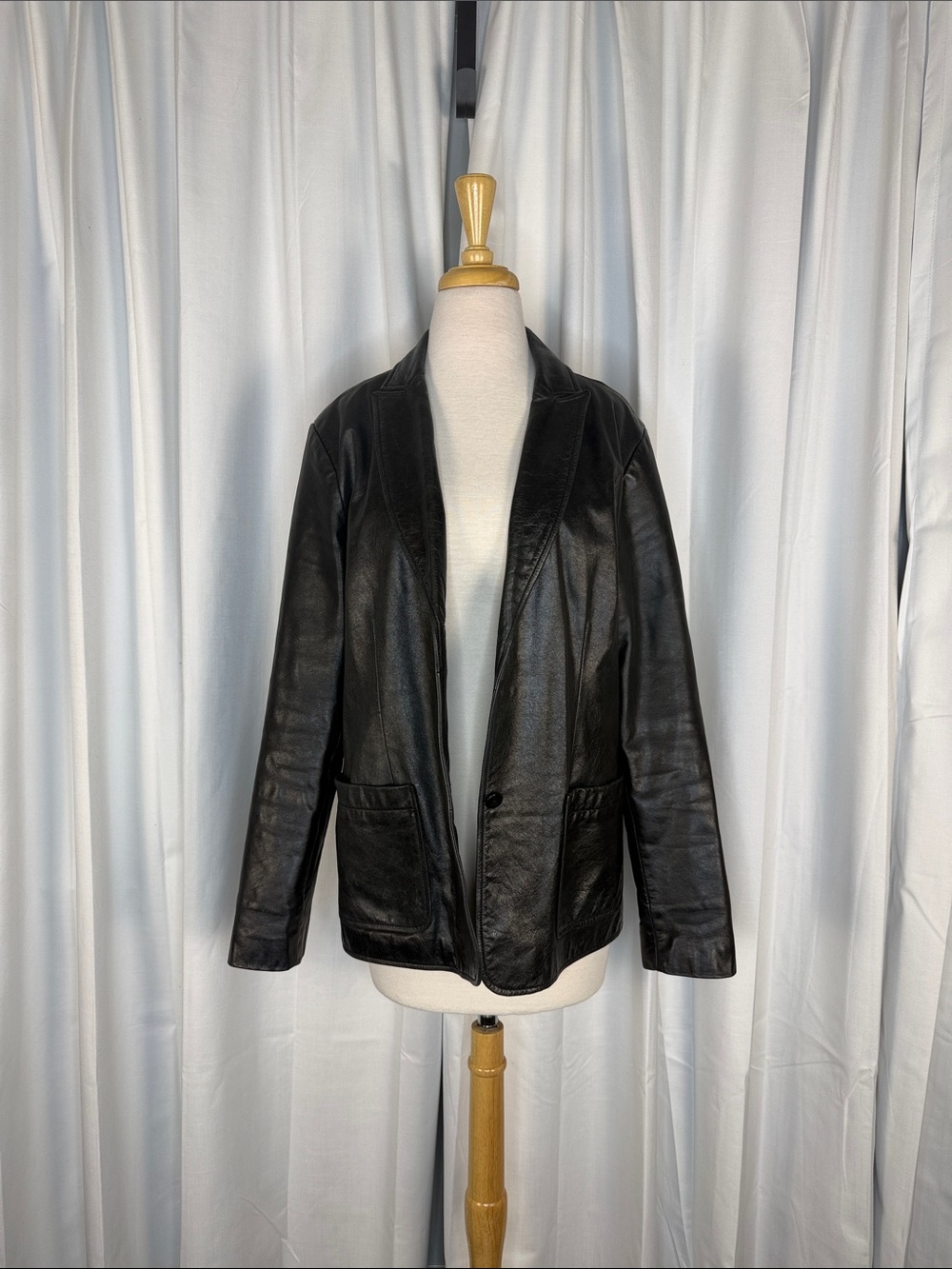 Classic Black Leather Blazer Jacket